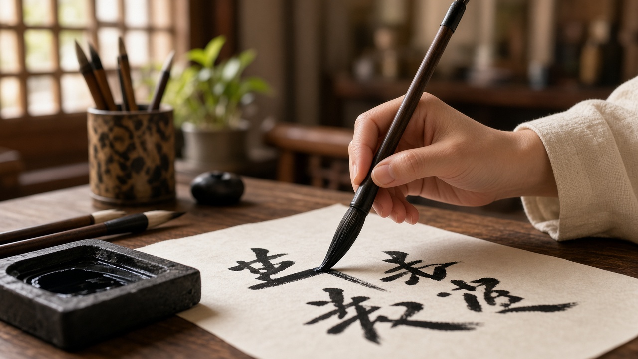 Chinese calligraphy setting