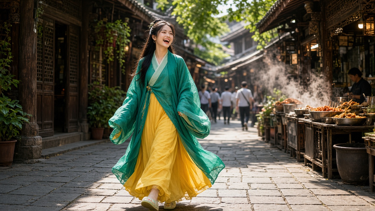 成都宽窄巷子汉服民族服装跟拍体验