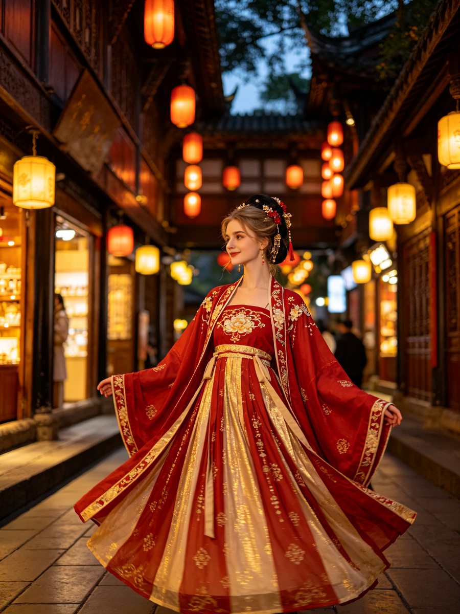 成都锦里古街汉服租赁妆造摄影体验