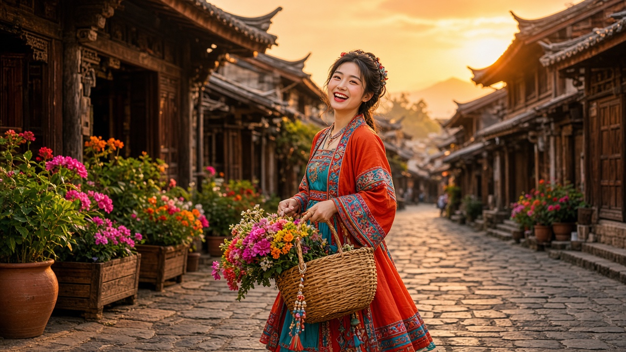 丽江古装汉服民族服装摄影体验